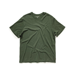 Textured Cotton Acrylic Crewneck in Olive