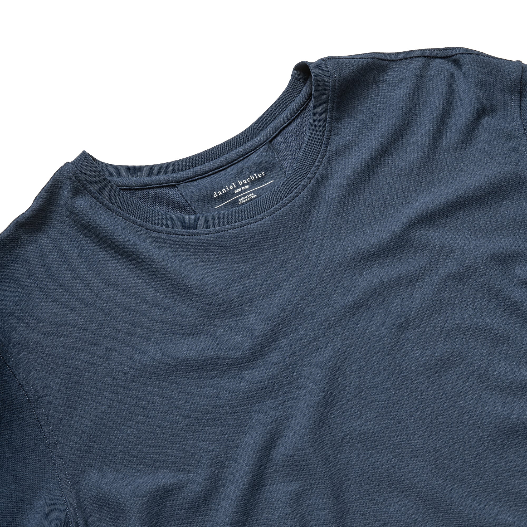 Textured Cotton Acrylic Crewneck in Dust Blue