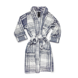 Plush Jumbo Plaid Robe in Navy