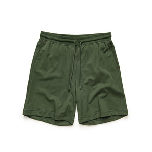 Textured Cotton/Acrylic Short in Olive