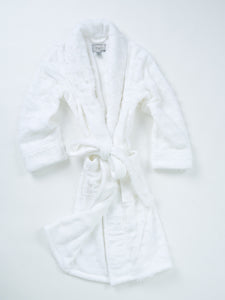 Polyester Furry Stripe Robe - White